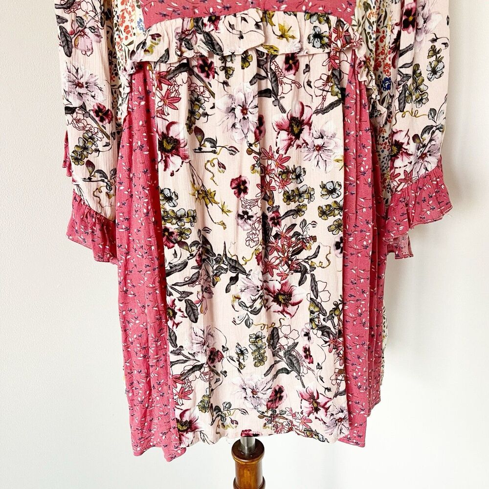 GiGio Oversized Tunic Blouse Top Shirt Dress Size Medium Floral Cottagecore Boho - Picture 12 of 16